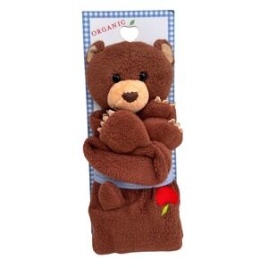 Apple Park Brown Bear Organic Picnic Pal Blankie Plush Lovey Baby Nursery NEW